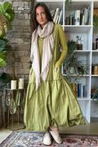Paloma Bubble Hem Layering Dress Olive